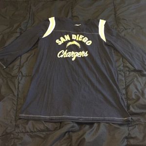 Navy blue 3 quart sleeve San Diego Chargers shirt