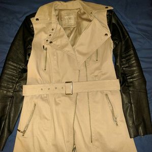 Guess Leather Sleeve Trenchcoat