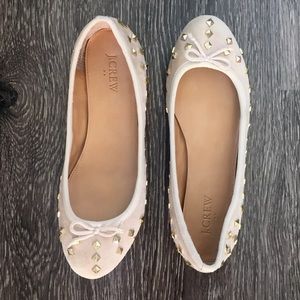 Nude J. Crew Flats with Gold Embellishment