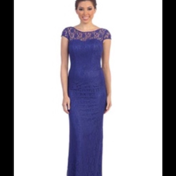 NEW Blue Lace Evening Gown