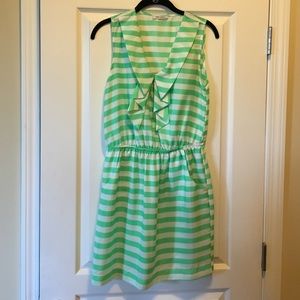 Green and white stripped dress