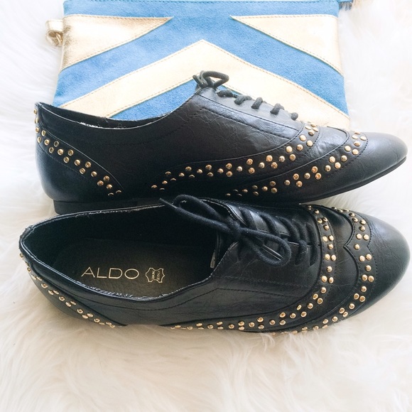 Aldo Shoes - Aldo leather black gold studded oxfords 7.5