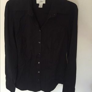 Black Ann Taylor Collared Long Sleeve