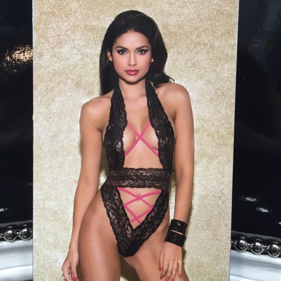 Lace and elastic teddy