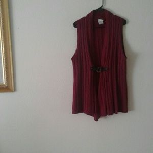 Belted Burgundy Sweater Vest