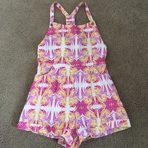 Pink, purple & yellow overalls