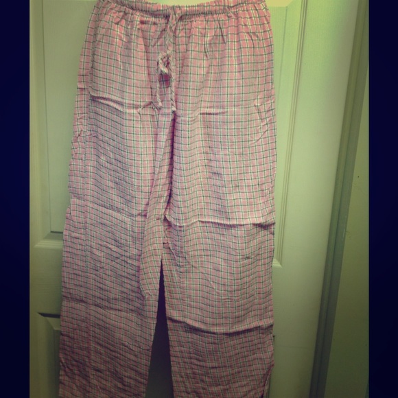 Pink plaid pajama pants