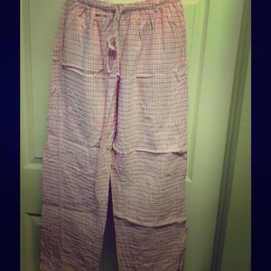 Pink plaid pajama pants
