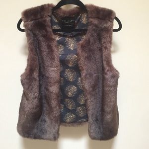 SANCTUARY faux fur vest, dark brown, lightly worn