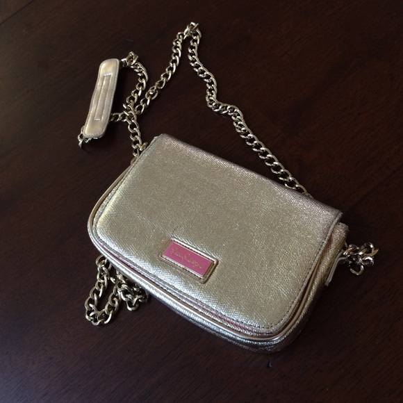 Lily Pulitzer gold cross body clutch