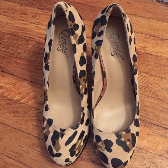 Leopard print chunky Carlos Santana heels - Picture 2 of 4