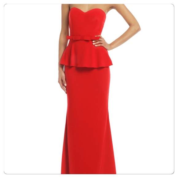 Red peplum evening gown / long dress - Picture 1 of 4