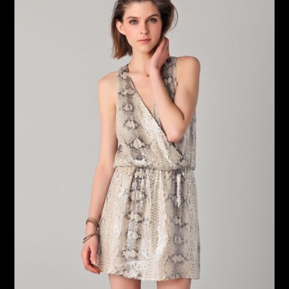 Parker Snakeskin Print Sequin Dress