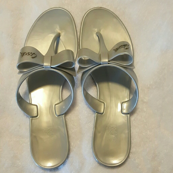 coach pretty metal jelly sandal (silver)