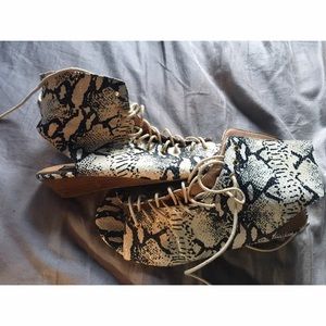 Deena and Ozzy Leopard/Zebra Sandal Wedges
