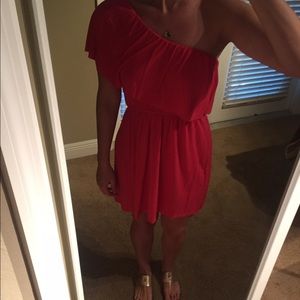 Coral one shoulder dress