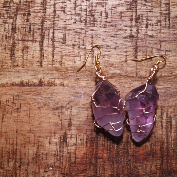 Handmade Amethyst Spike Earrings