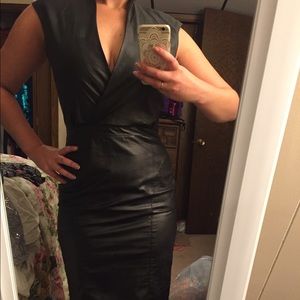 Price firm! Black Faux Leather dress, Size 6, Bebe