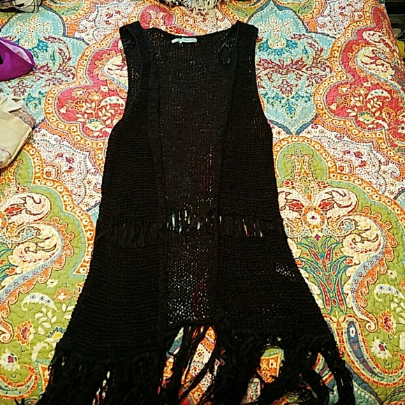 Knit fringe vest