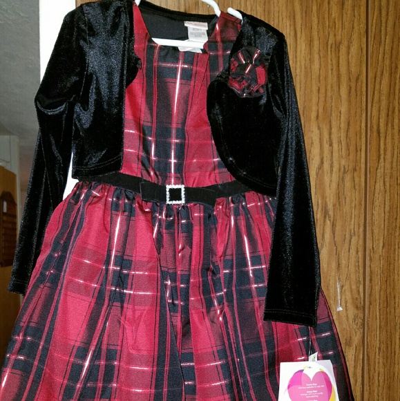 Girls plaid dress with cardigan - Picture 1 of 2