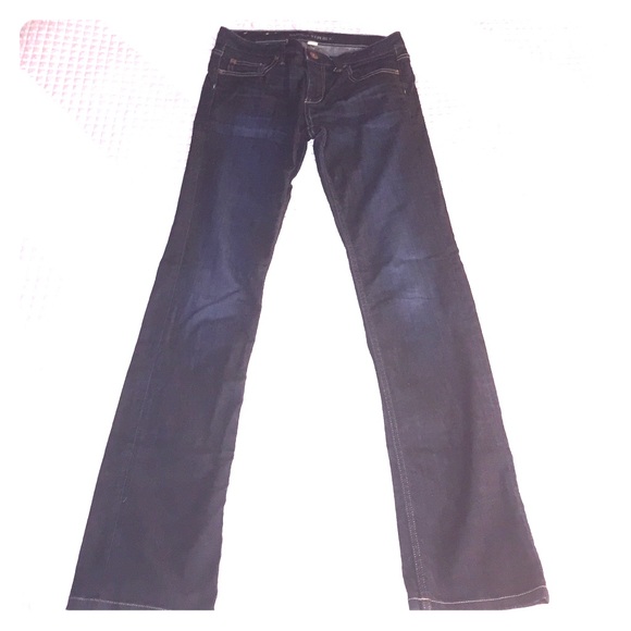 Banana Republic, dark wash, straight leg jeans.