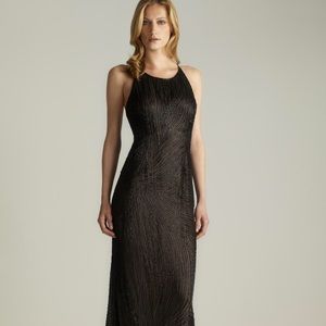 Long beaded cross back gown by Adrianna Papell
