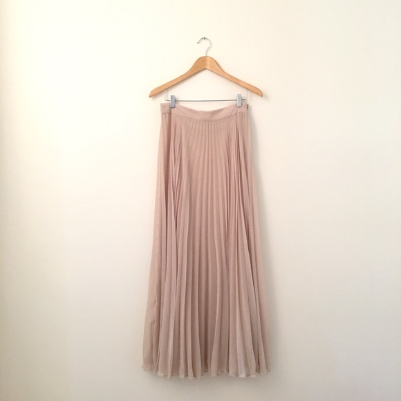 ASOS Cream Pleated Maxi Skirt