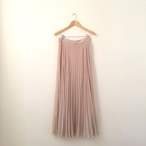 ASOS Cream Pleated Maxi Skirt