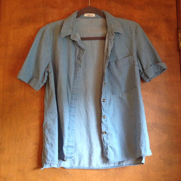 Light blue button-down chambray shirt
