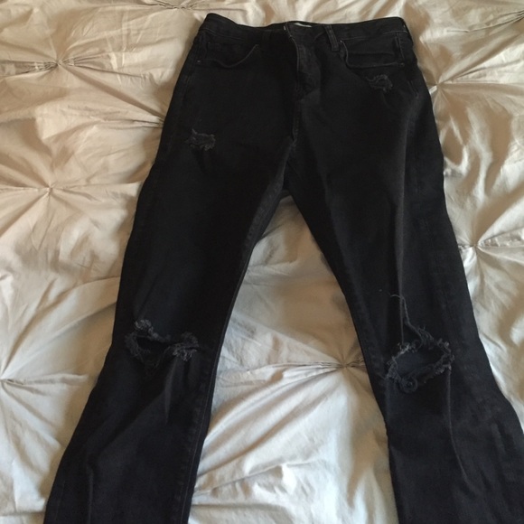 Top shop Moto Skinny Distressed Black Jean
