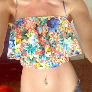 Topshop Floral Crop Top NWOT