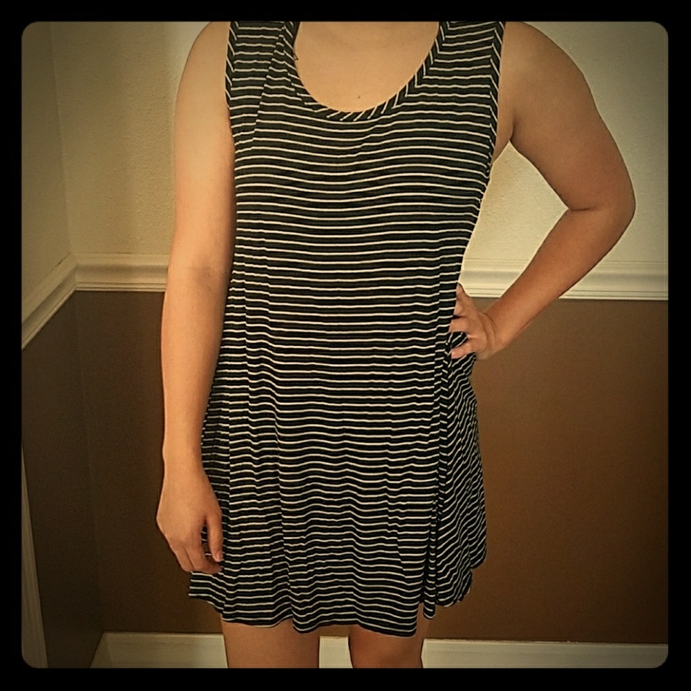 Black and white striped dress
