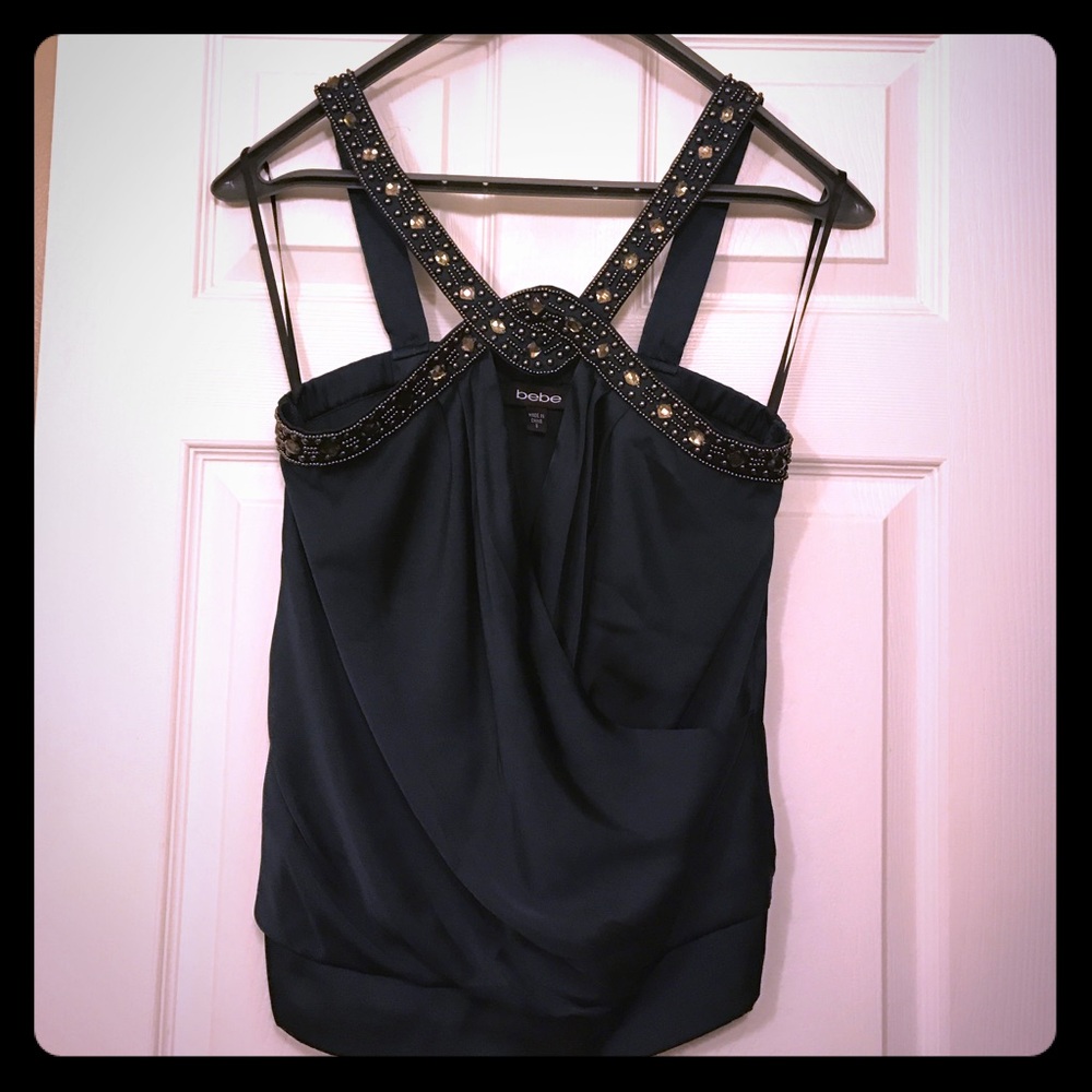 Bebe Embellished open front top