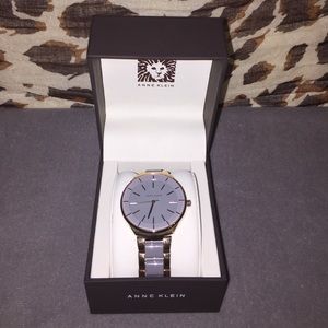 Anne Klein rose gold-tone metal/grey resin watch