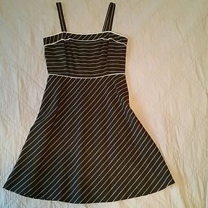 Ann Taylor Loft Black/White Striped Linen Dress