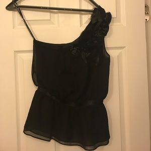 Black Bebe one shoulder Top