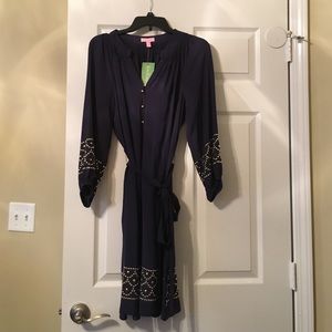 Lilly Pulitzer silk dress with gold accents