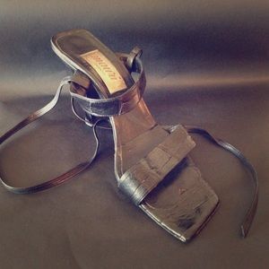 Mauri alligator sandals, lace up ankle strap .