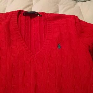 Long sleeve polo cable sweater