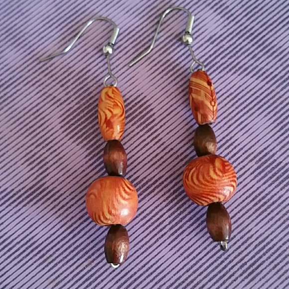 Handmade Wood long earrings