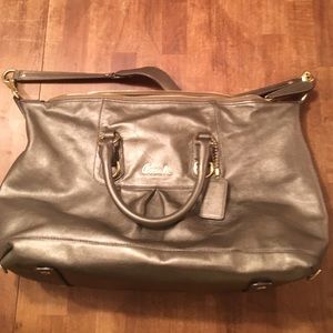 ❤️Sale!  xlarge  bronze leather coach satchel bag