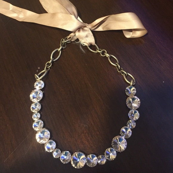 Jeweled necklace with ribbon tie