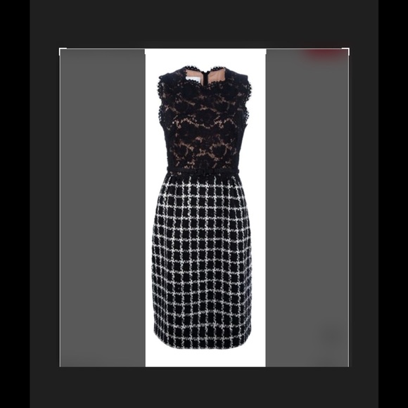 Valentino lace top checked bottom sleeveless dress