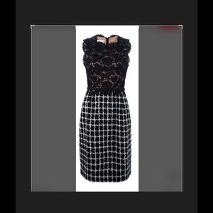 Valentino lace top checked bottom sleeveless dress