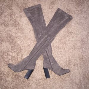 Suede thigh high boots