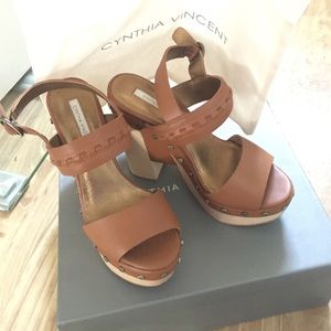 Cynthia Vincent Potent Platform Leather Sandals