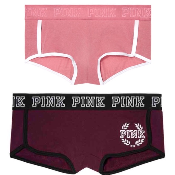 VS Pink 3 Begonia & 3 Black Orchid Boyshorts