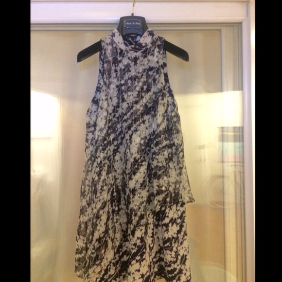 ELIZABETH & JAMES SILK MOCK NECK SWING DRESS