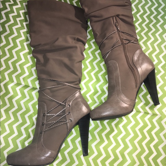 Olive knee high boots