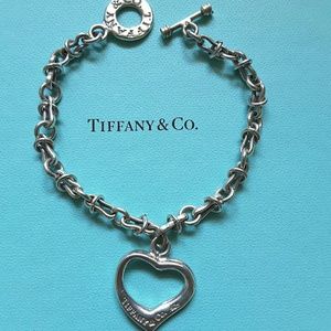 Toggle Bracelet Heart Charm 925  Sterling Silver